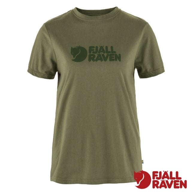 【Fjallraven 小狐狸】女 Fjällräven Logo 吸濕彈性有機棉混紡短袖圓領衫/87146-620 綠✿30E010
